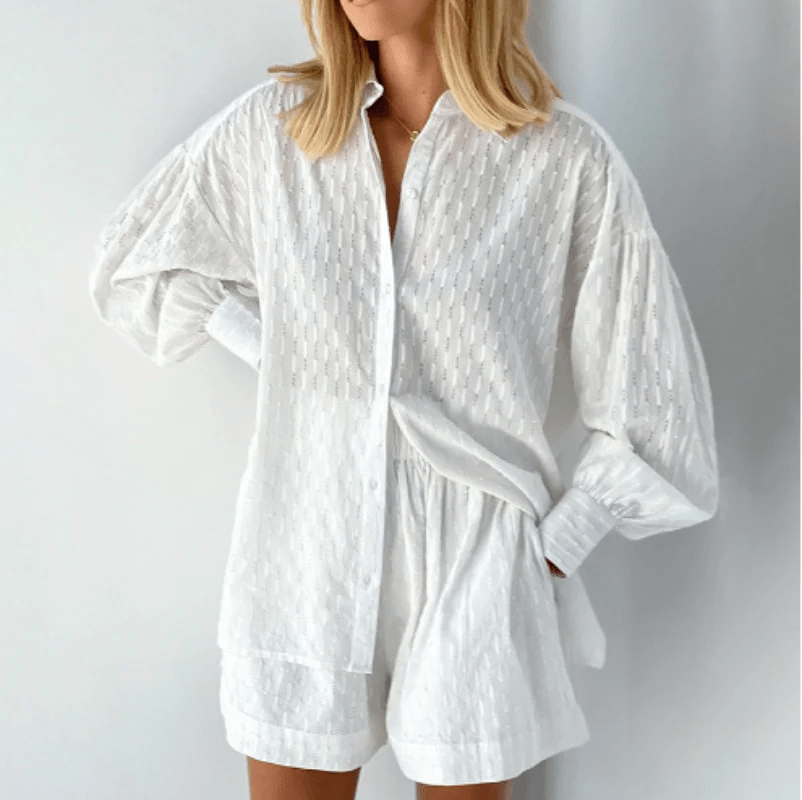 Mirelle | Set aus Hemd und Shorts mit Knopfleiste