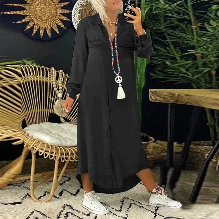 Fay | Fließendes, langärmliges Freizeitkleid