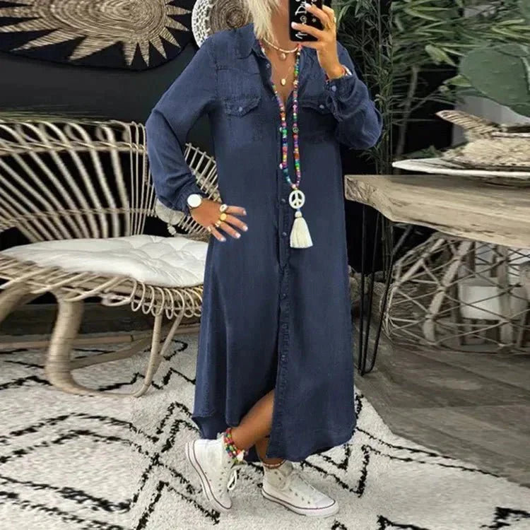 Fay | Fließendes, langärmliges Freizeitkleid
