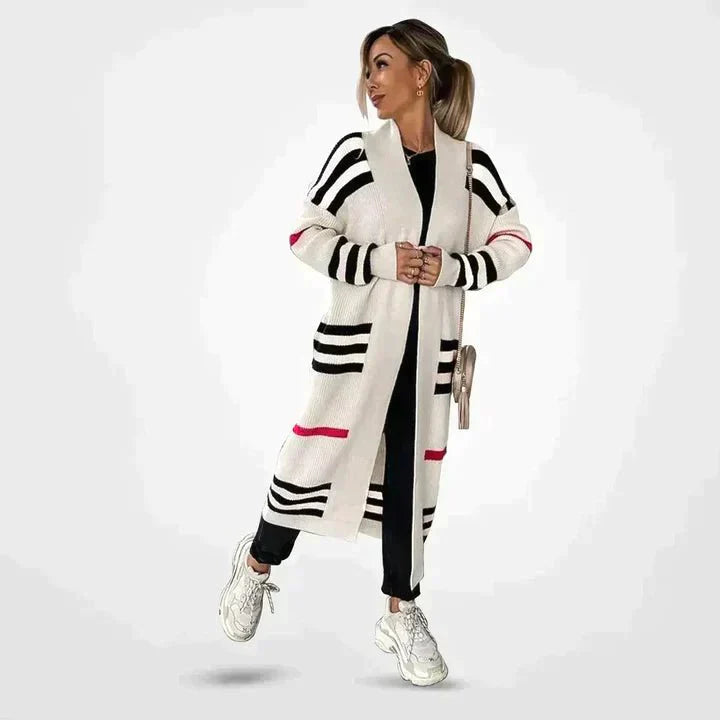 Riven | Gemütliche gestreifte Strickjacke mit Knopfleiste