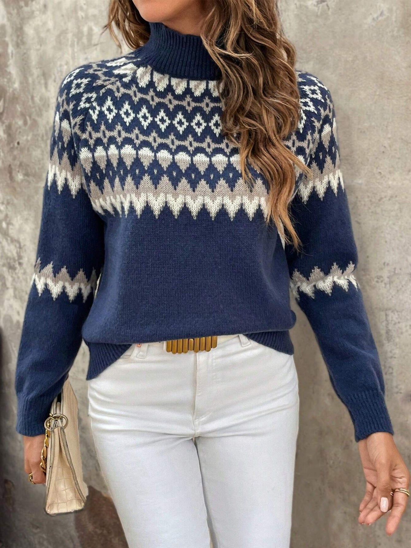 Tindra | Cozy Patterned Rollneck Sweater