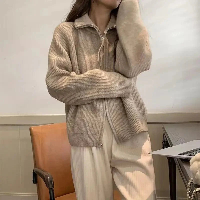 Halsey | Lässiger Strickcardigan mit Reißverschluss