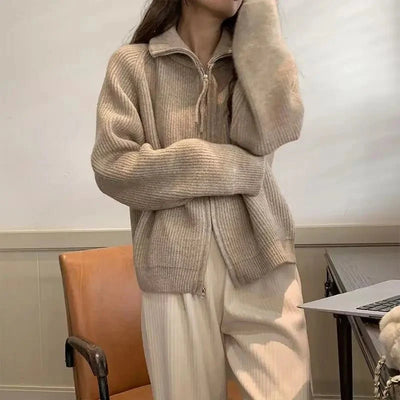 Halsey | Lässiger Strickcardigan mit Reißverschluss