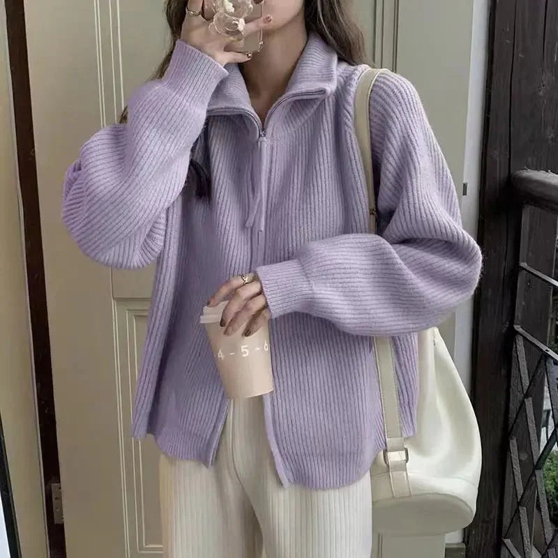 Halsey | Lässiger Strickcardigan mit Reißverschluss