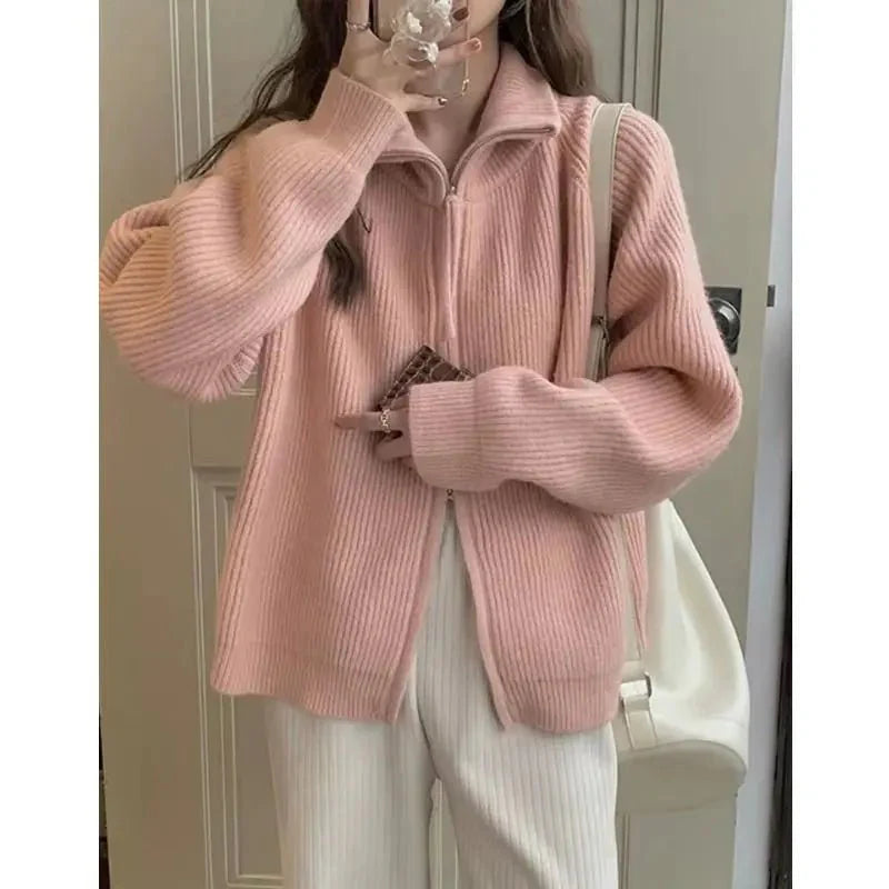 Halsey | Lässiger Strickcardigan mit Reißverschluss