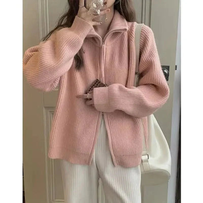 Halsey | Lässiger Strickcardigan mit Reißverschluss