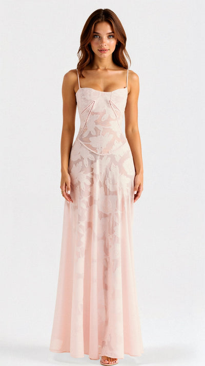 Elunara | Transparentes Maxikleid mit Blumenmuster