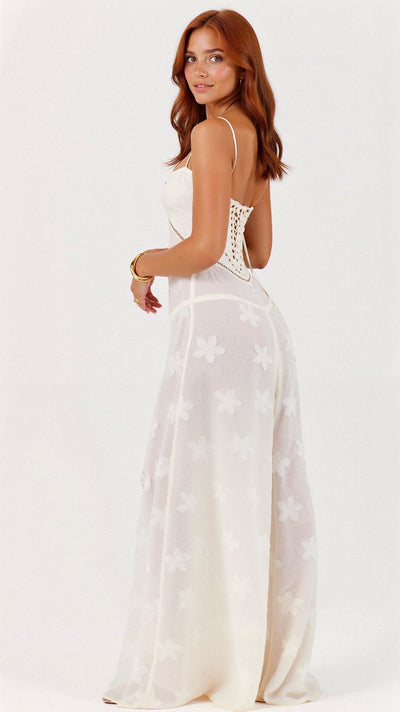 Elunara | Transparentes Maxikleid mit Blumenmuster
