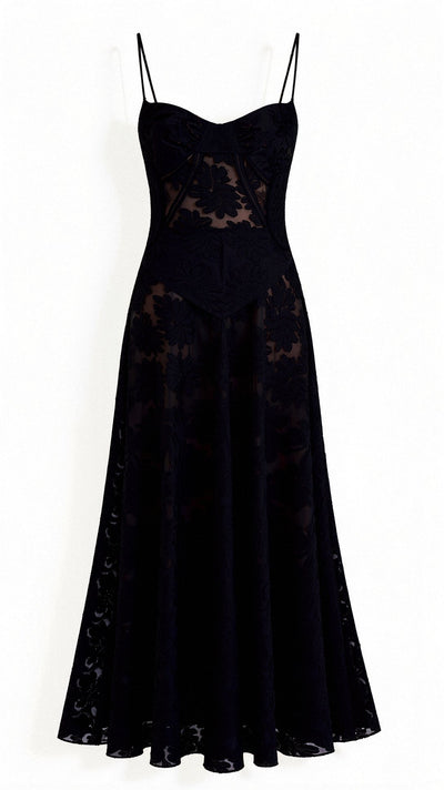 Elunara | Transparentes Maxikleid mit Blumenmuster