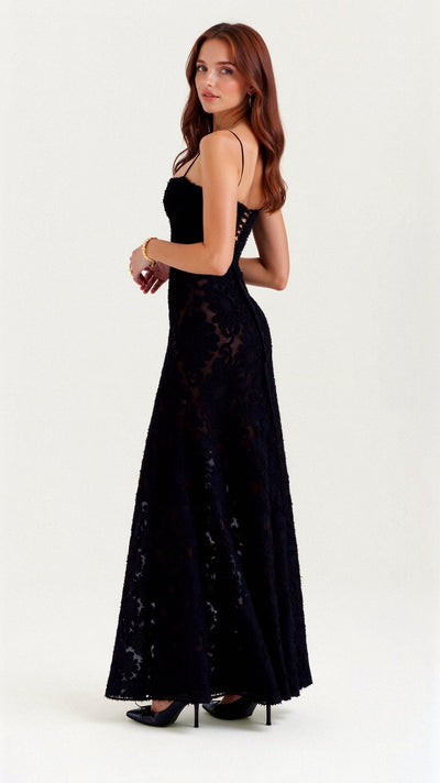 Elunara | Transparentes Maxikleid mit Blumenmuster