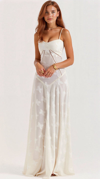 Elunara | Transparentes Maxikleid mit Blumenmuster