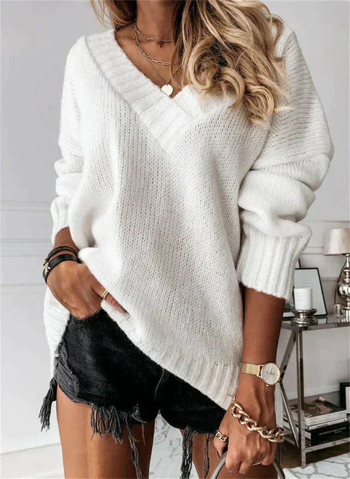 Alisette | Strickpullover mit V-Ausschnitt