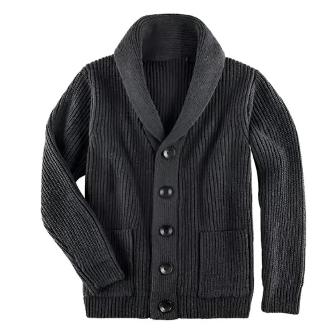 Herren-Cardigan mit Rippenstrickkragen – Japhet