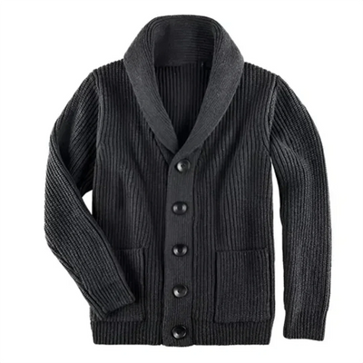 Herren-Cardigan mit Rippenstrickkragen – Japhet