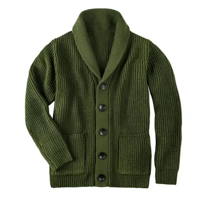 Herren-Cardigan mit Rippenstrickkragen – Japhet