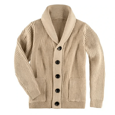 Herren-Cardigan mit Rippenstrickkragen – Japhet