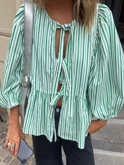 Jemima | Elegante Bluse mit Puffärmeln und Bindeband am Hals