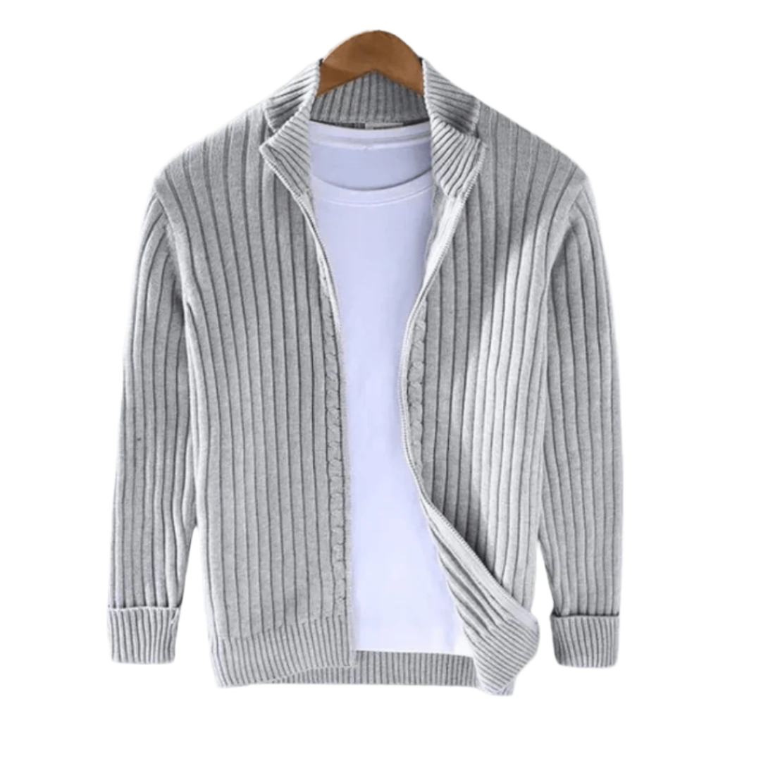 Herren-Cardigan aus geripptem Ridgeweave-Strick – Dornivar 
