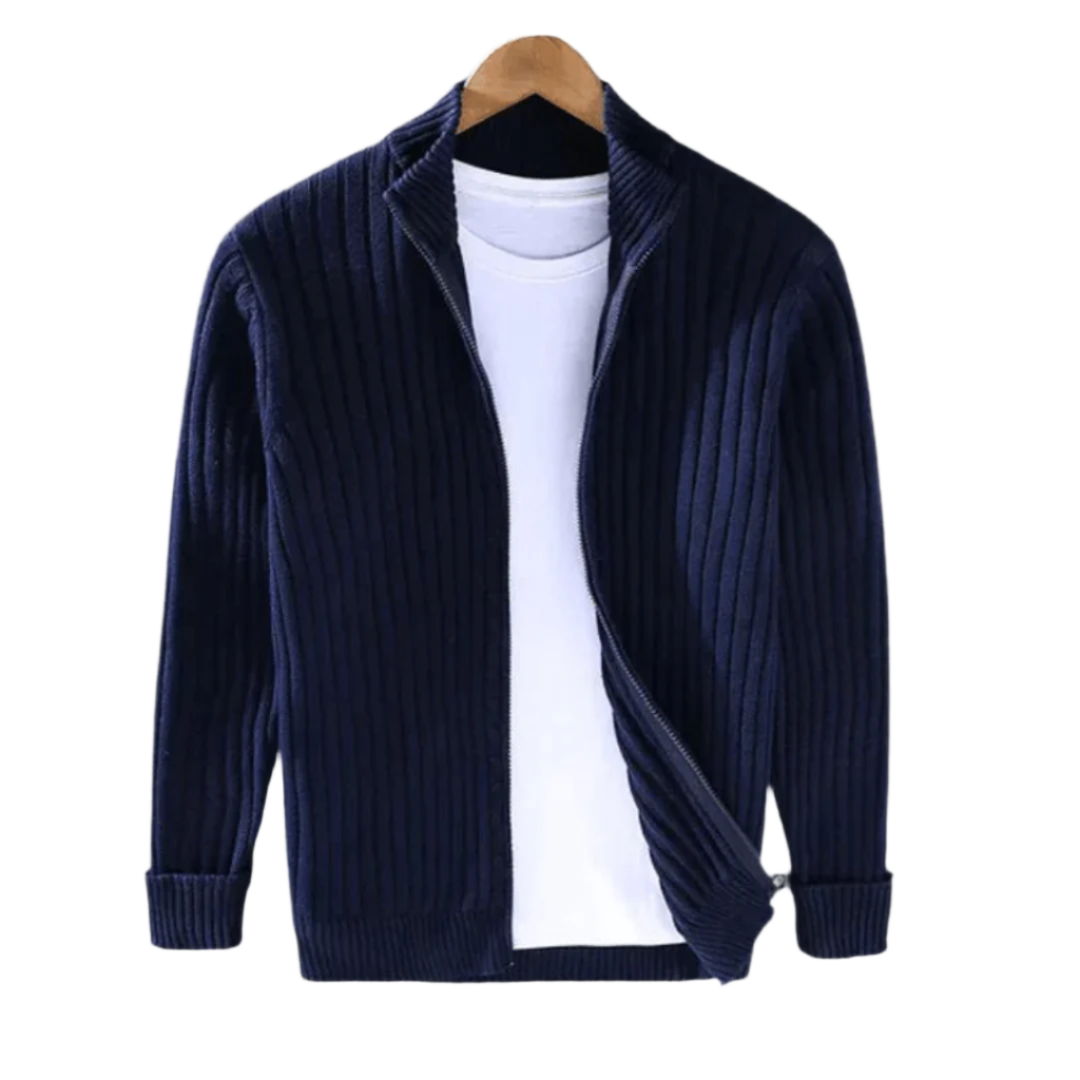 Herren-Cardigan aus geripptem Ridgeweave-Strick – Dornivar 