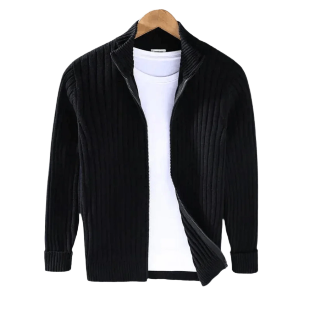 Herren-Cardigan aus geripptem Ridgeweave-Strick – Dornivar 