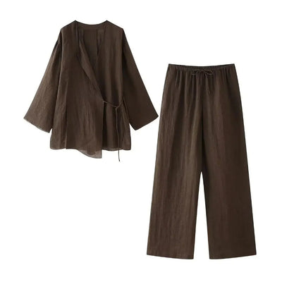 Selah | Elegantes zweiteiliges Wickeltop und Hose