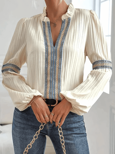 Selvara | Langarm-Plisseebluse