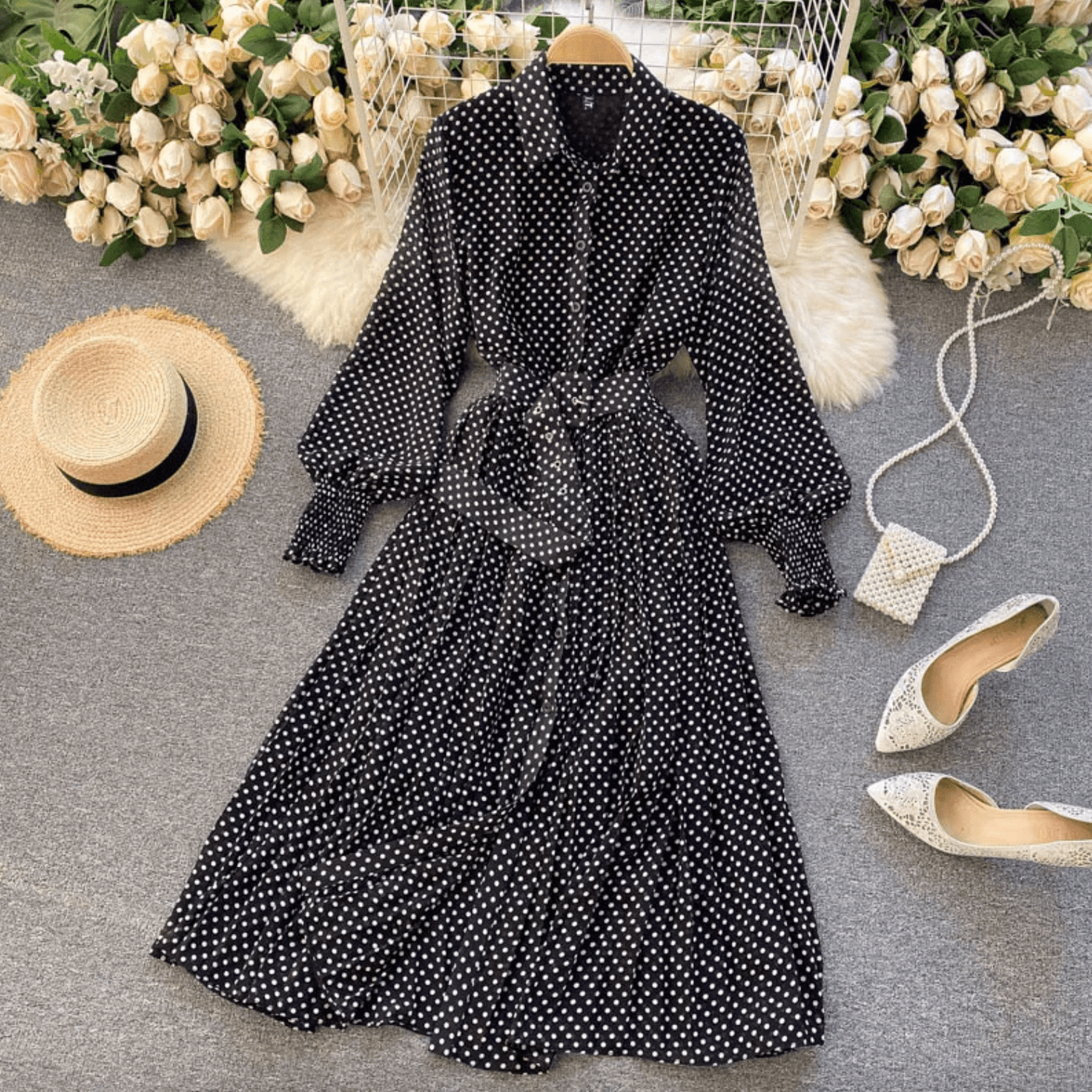 Virelune | Duskdot – Gerafftes Midikleid