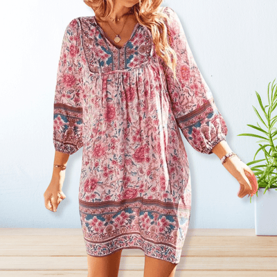 Veda | Fließendes Kleid mit Boho-Print