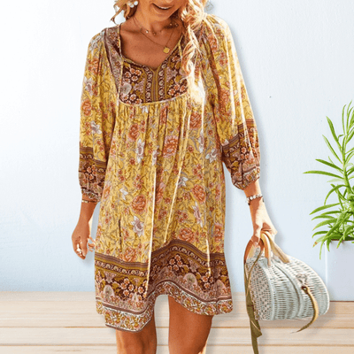Veda | Fließendes Kleid mit Boho-Print