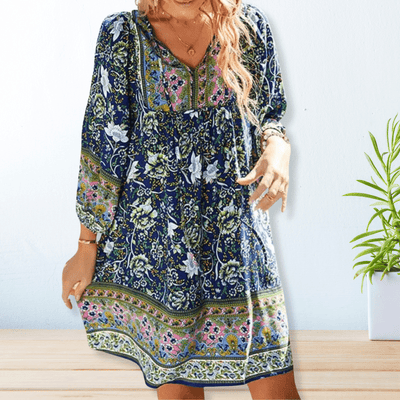 Veda | Fließendes Kleid mit Boho-Print