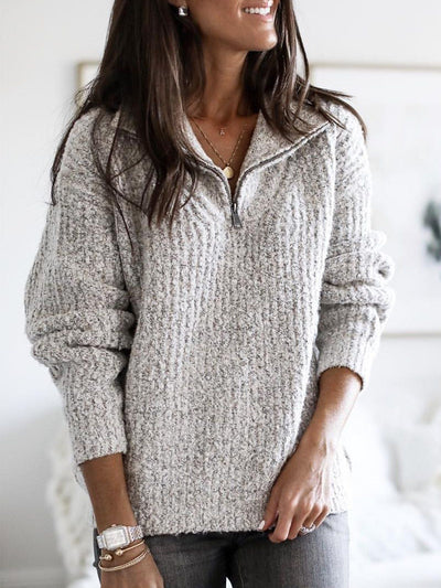 Fridika | Lässiger Pullover mit halbem Reißverschluss