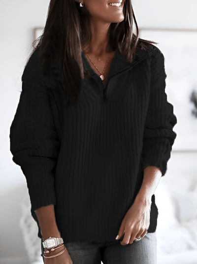 Fridika | Lässiger Pullover mit halbem Reißverschluss