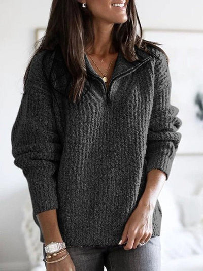 Fridika | Lässiger Pullover mit halbem Reißverschluss