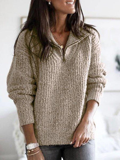 Fridika | Lässiger Pullover mit halbem Reißverschluss