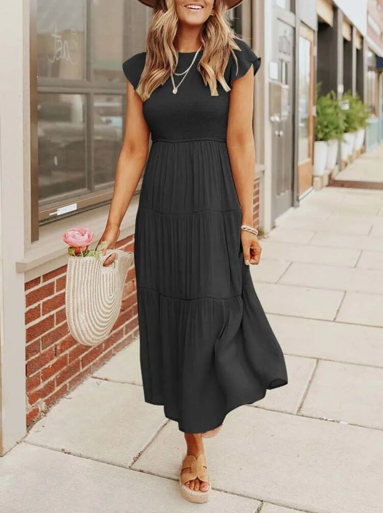 Leana | Elegantes, fließendes Midikleid in A-Linie