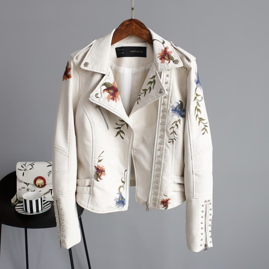 Auralith | Motorradjacke mit Blumenprägung