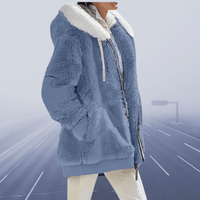 Plüschjacke mit Kapuze und Reißverschluss