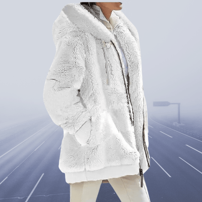Plüschjacke mit Kapuze und Reißverschluss