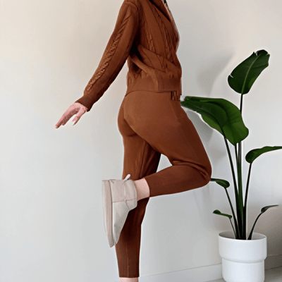 Selvia | Lockeres Set aus Strick-Hoodie und Loungehose