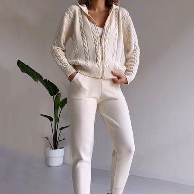 Selvia | Lockeres Set aus Strick-Hoodie und Loungehose