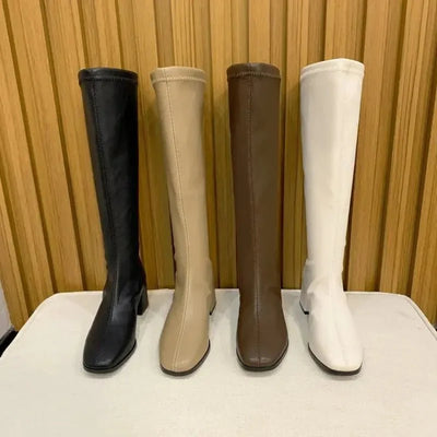 Anvella | Kniehohe Stiefel mit Blockabsatz