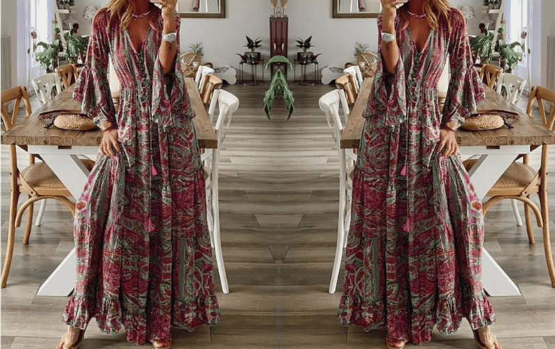 Orlaithe | Maxikleid mit drapiertem Print