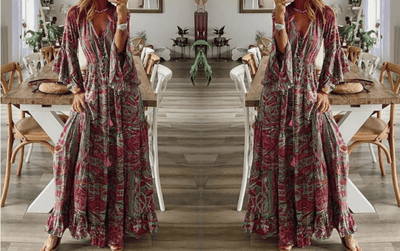 Orlaithe | Maxikleid mit drapiertem Print