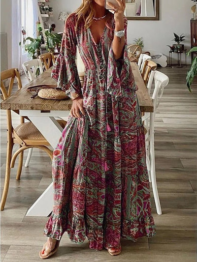 Orlaithe | Maxikleid mit drapiertem Print