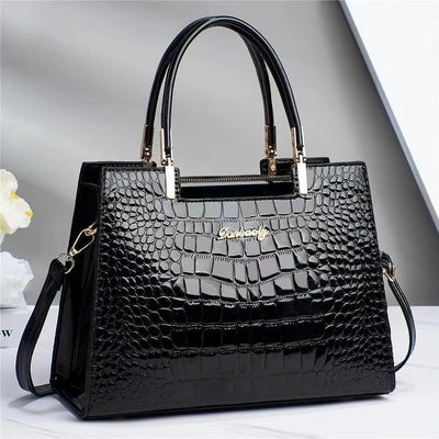 Melinda | Handtasche mit glänzendem Kroko-Effekt