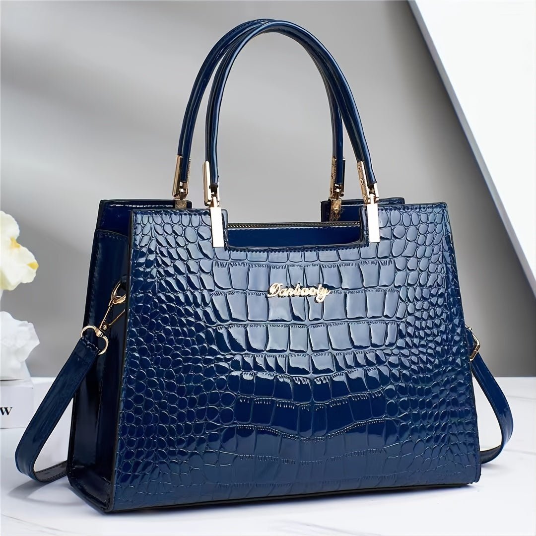 Melinda | Handtasche mit glänzendem Kroko-Effekt
