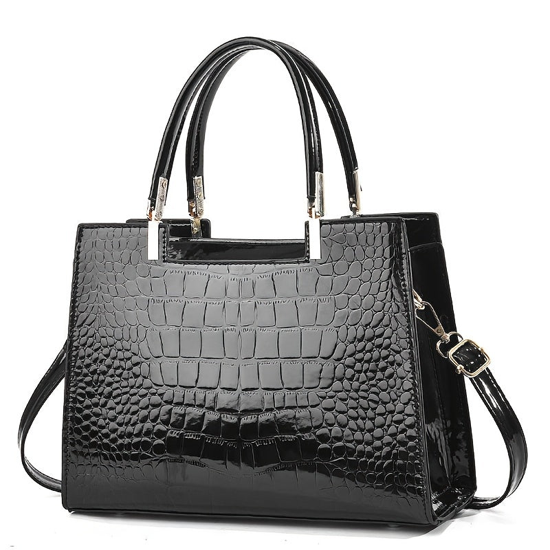 Melinda | Handtasche mit glänzendem Kroko-Effekt