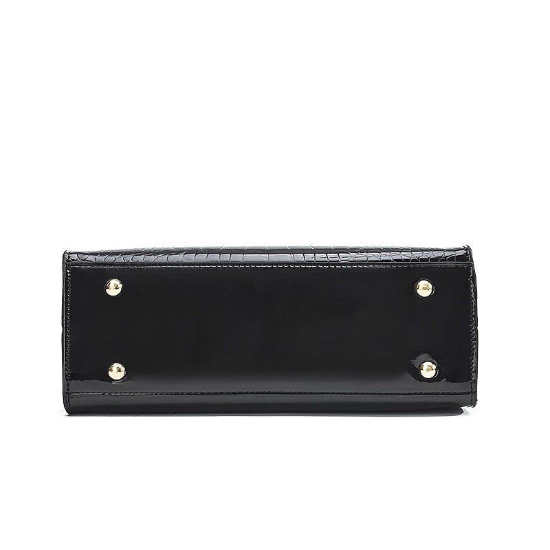 Melinda | Handtasche mit glänzendem Kroko-Effekt