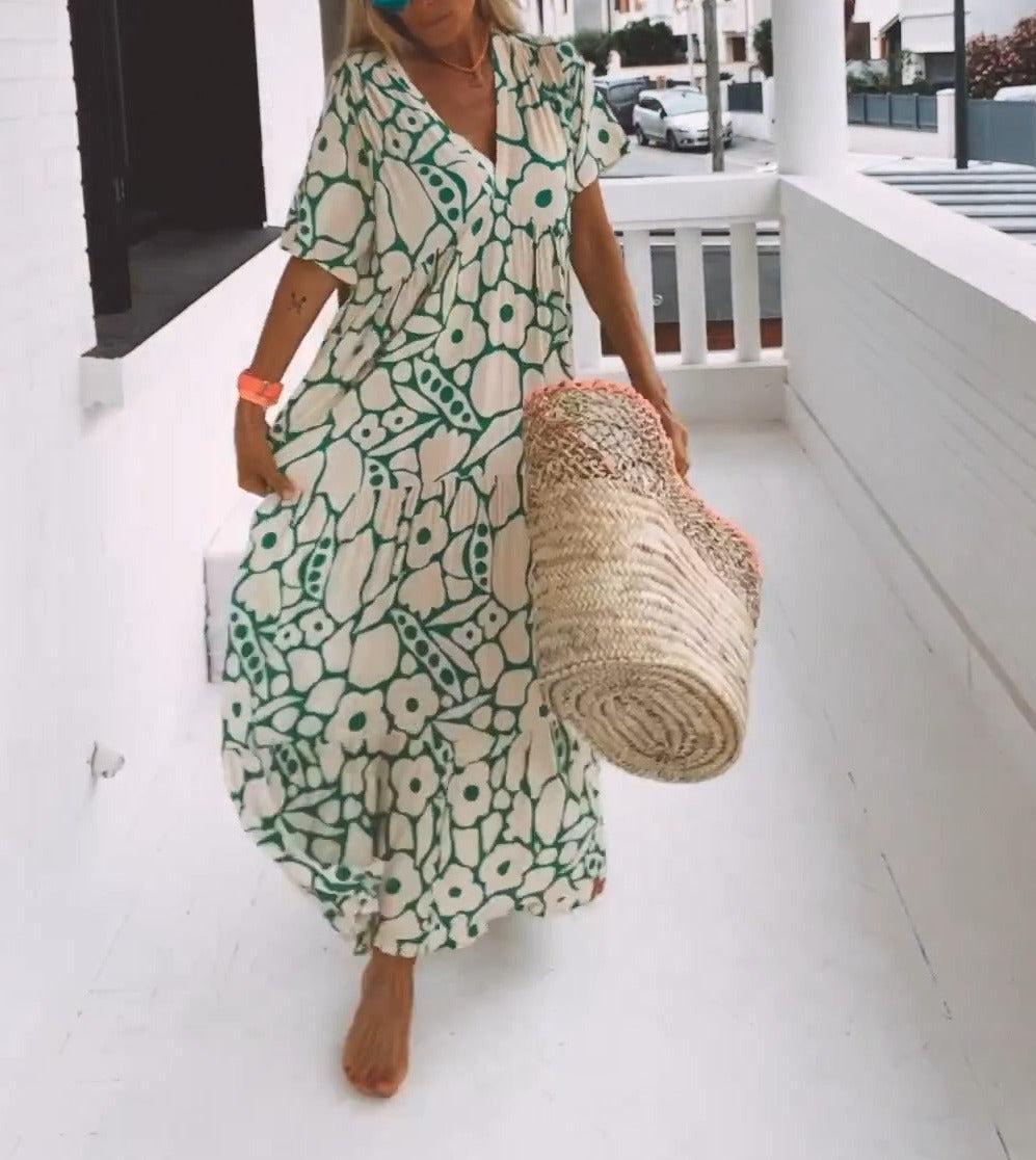 Nicole | Fließendes Maxikleid mit Print