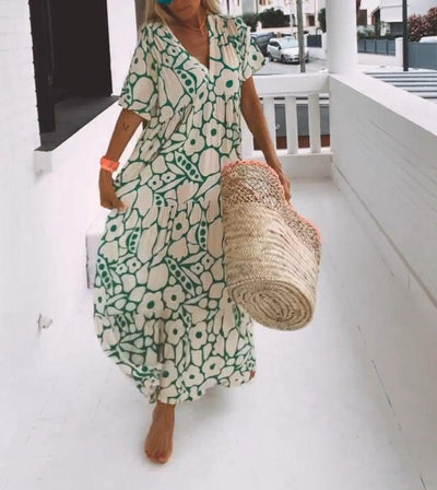 Nicole | Fließendes Maxikleid mit Print